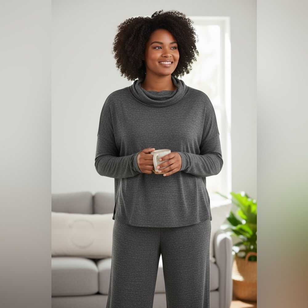 Ekouaer 2PC Gray Loungewear Comfy Pajama Set XL